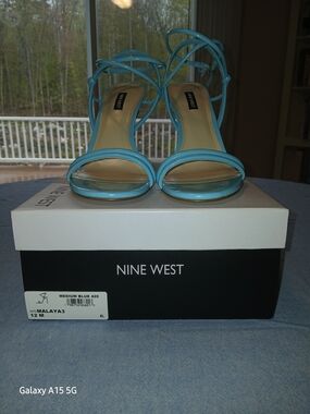 Nine West Malaya strappy sandals in blue patent